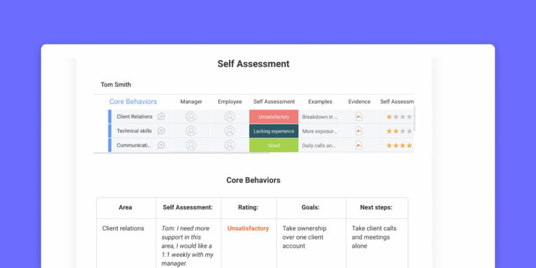 example of a self-assessment template on staging-mondaycomblog.kinsta.cloud