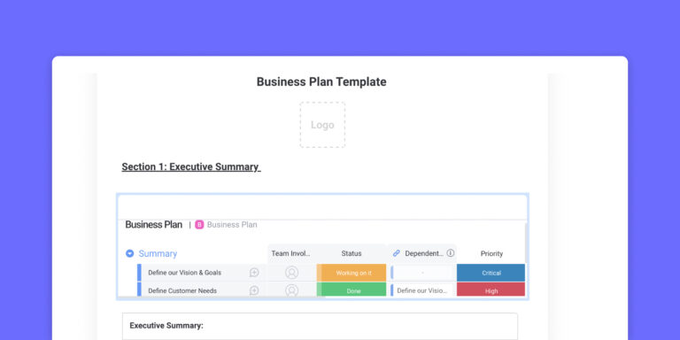 Exemplo de um modelo de plano de negócios na staging-mondaycomblog.kinsta.cloud