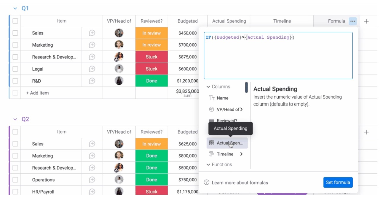 A screenshot of formula functionality in staging-mondaycomblog.kinsta.cloud - ideal for calculating sales revenue. 